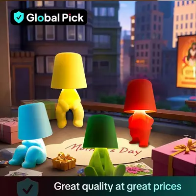 GLOBAL PICK Bedside Touch Control Table Lamp, USB Rechargeable Colorful Decor Thinker Statue LED Table Lamp, Dimmable Modern ...