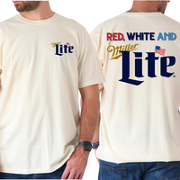 Red White and Miller Lite T-Shirt, 4th of July Beer Shirt, Summer Outfit for Beer Lovers, Unisex Miller Tee, Patriotic Drinki...