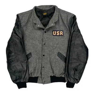 Usa Josiro Varsity Jacket - 2XL Grey Wool Blend