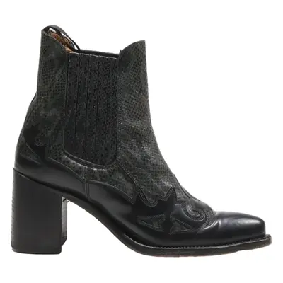 Cowboy Boots Black Leather Womens UK 5