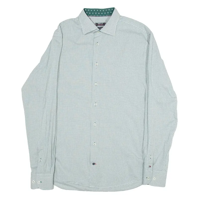 THE FLEX Regular Fit Mens Shirt Green Gingham Long Sleeve M