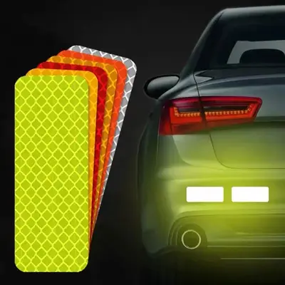 Car Reflective Sticker, Rectangular Night Reflective Sticker for Improve Visibility and Safety, Car Exterior Accessories for ...