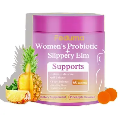 ăGold Upgrade EnhancedăHer Juicy ProbioticWomen, Pineapple Gummies, All in One Solution with Slippery Elm and Prebiotics,...