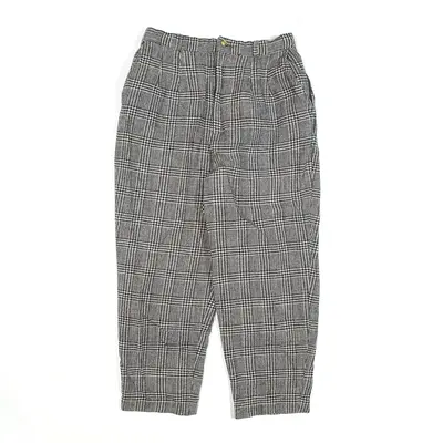 Cropped Wool Blend Grey Regular Mom Check Trousers Womens W24 L22
