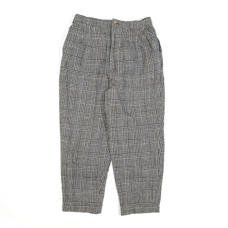 Cropped Wool Blend Grey Regular Mom Check Trousers Womens W24 L22