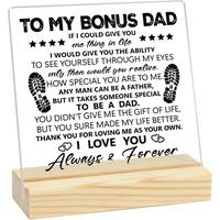 To My Bonus Dad Acrylic Plaque, 1 Count Bonus Dad Gift, Fathers Day Gift, Gift for Dad, Home Decor, Desktop Ornament, Room De...