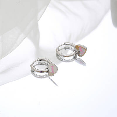 Non-Tarnish Stainless Steel Heart Dangle Earrings for Women