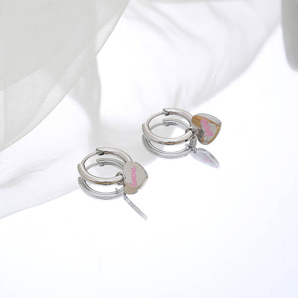 Non-Tarnish Stainless Steel Heart Dangle Earrings for Women