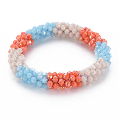 Crochet Glass Beads Braided Stretch Bracelet
