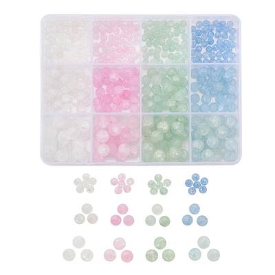 12 Style Crackle Glass Beads