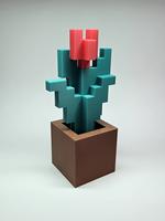 Minecraft Inspired Tulip 3d Printed With Pot - Minecraft Decor - Fake Plant - Decorative - Nature