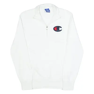 CHAMPION Mens Sweatshirt White 1/4 Zip XS