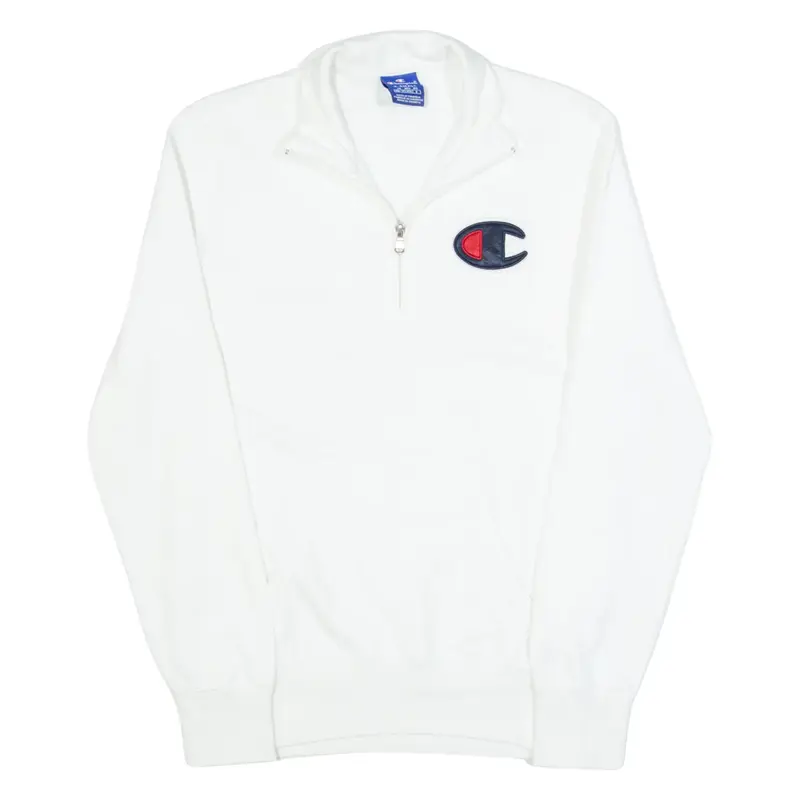 CHAMPION Mens Sweatshirt White 1/4 Zip XS