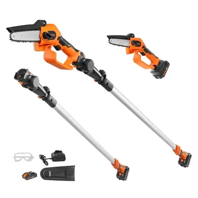 VEVOR 2-in-1 Cordless Pole Saw & Mini Chainsaw, 20V 4Ah Battery Pole Chainsaw, 5\
