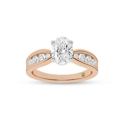Verve Channel Set Bow Tied Shaped Oval Lab Diamond Engagement Ring | 18K Rose Gold 2 1/2 CT. TW.