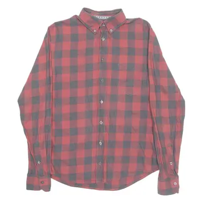 BOSS Slim Fit Mens Shirt Red Check Long Sleeve S