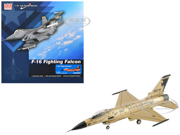 Lockheed F-16A Fighting Falcon Fighter Aircraft 85-1565, Golden Bat Viper, 185 ARW, Iowa ANG, Squadron 50th Anniversary (20...