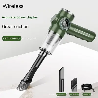 Mini Home Car Wireless Handheld Vacuum Cleaner | Color: Green Single Filter Element