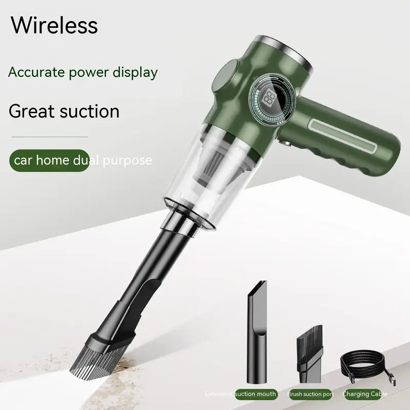 Mini Home Car Wireless Handheld Vacuum Cleaner | Color: Green Single Filter Element