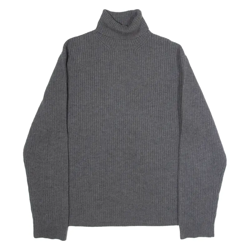 POLO RALPH LAUREN Mens Jumper Grey Roll Neck Chunky Knit Wool 2XL