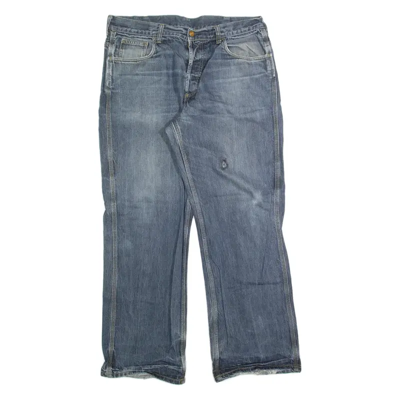 CARHARTT Staff Mens Jeans Blue Regular Straight Stone Wash W34 L32
