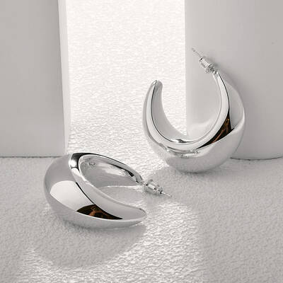 Brass Moon Stud Earrings