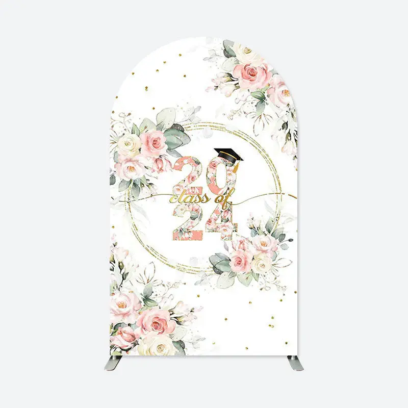 Aperturee Class Of 2024 White Pink Floral Grad Arch Backdrop | Wedding Arch Backdrop | Circle Arch Backdrop Diy | Custom Arch...