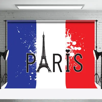Splashing French Flag Eiffel Tower Paris Backdrop