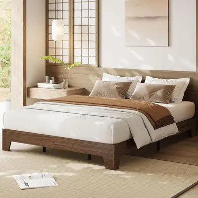 Garvee Wood Platform Bed Frame Queen Size with Wood Slat Support, Noise-Free Design, Particle Board, No Box Spring Needed, Ea...