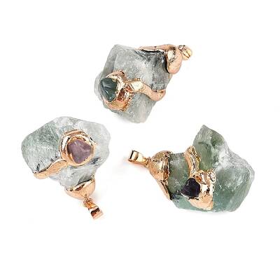 Raw Rough Natural Green Fluorite Pendants