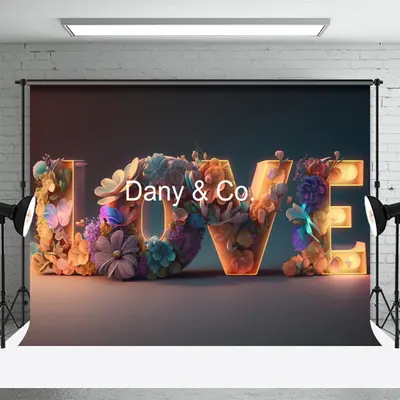LOVE Flowers Decoration Valentine's Day Backdrop - Aperturee