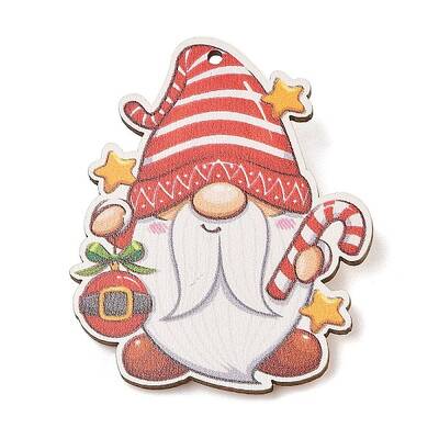 Christmas Theme Wood Printed Brooches for Women