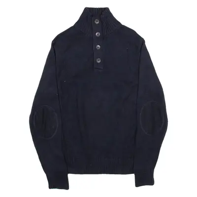 TOMMY HILFIGER Mens Jumper Blue 1/4 Zip Tight Knit L