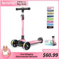 besrey Scooter For Kids for 3-15 Years Old – Foldable Design, Adjustable Height, LED Lights & 4-Position Handlebar,Lightwei...