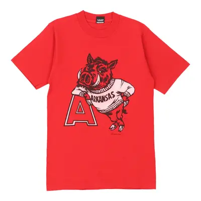 Single Stitch 1980s Arkansas Razorbacks. Screen Stars College T-Shirt - Small Red Cotton