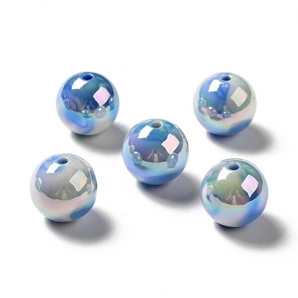 UV Plating Opaque Rainbow Iridescent Acrylic Beads