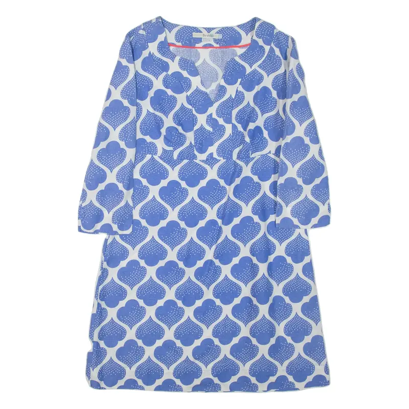 BODEN Womens Day Dress Blue Geometric Knee Length UK 10