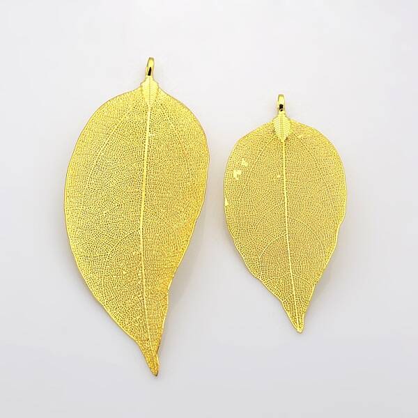 Natural Leaf Plating Brass Large Pendants