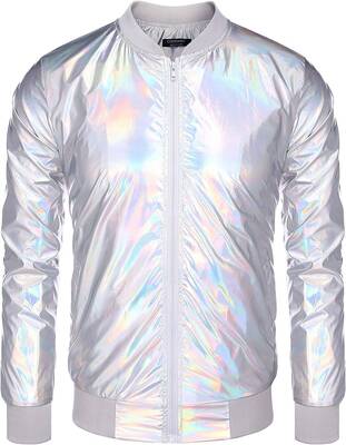 70s Disco Christmas Party Zip-up Jacket (US Only), Multicolored / S