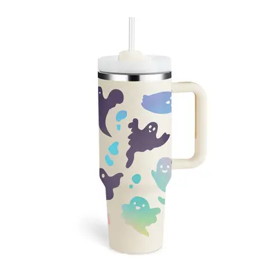 40 Oz Tumbler With Handle Straw Insulated, Stainless Steel Spill Proof Vacuum Coffee Cup Tumbler With Lid Tapered Mug Gifts F...