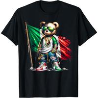 HAGBDH Men's Graphic Tees Casual Cotton T-Shirt with Cool Mexican Pride Bear Design, Hip Style with Flag, men gifts, Fashion ...