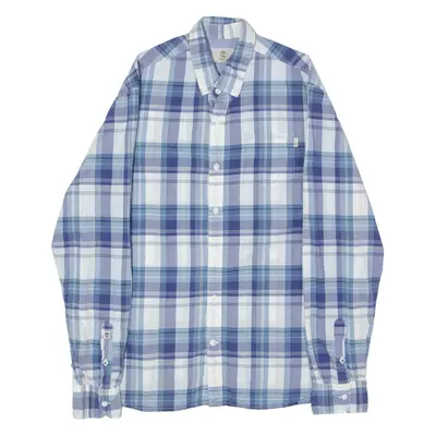 TIMBERLAND Mens Shirt Blue Plaid Long Sleeve M