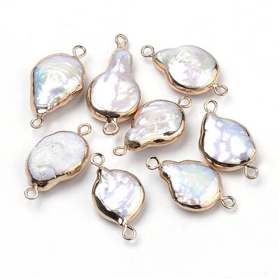 Plated Natural Baroque Pearl Keshi Pearl Links connectors