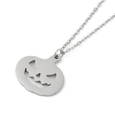 Halloween Series 202 Stainless Steel Cable Chain Pumpkin Pendant Necklaces