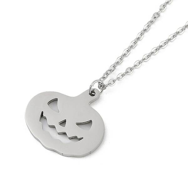 Halloween Series 202 Stainless Steel Cable Chain Pumpkin Pendant Necklaces
