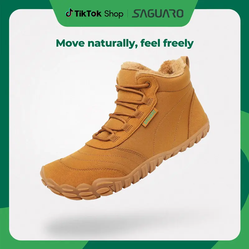 Saguaro Will II Winter Barefoot Shoes for men/women Splash-resistant Furry Warm lining Rubber sole Mid-tube Wide toe comfort ...