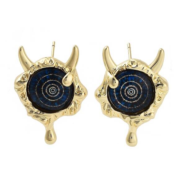 Rack Plating Eye Brass Stud Earrings