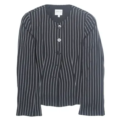 ARMANI COLLEZIONI Womens Blazer Jacket Black Striped M
