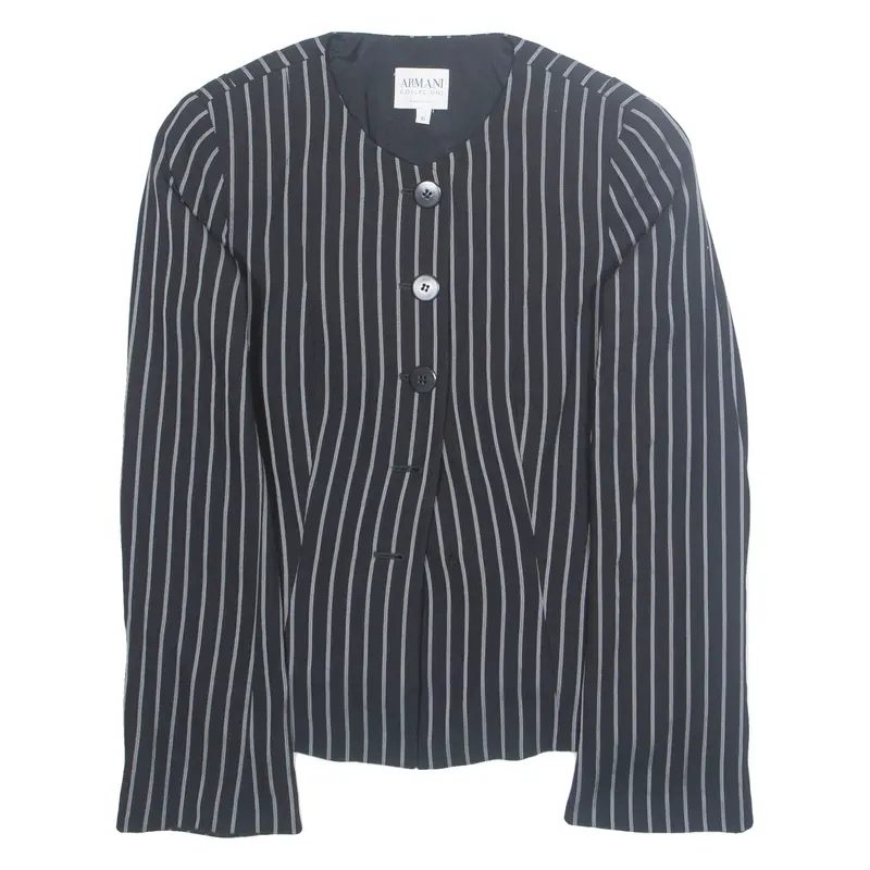 ARMANI COLLEZIONI Womens Blazer Jacket Black Striped M