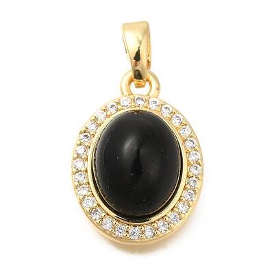 Brass Micro Pave Cubic Zirconia and Glass Pendants